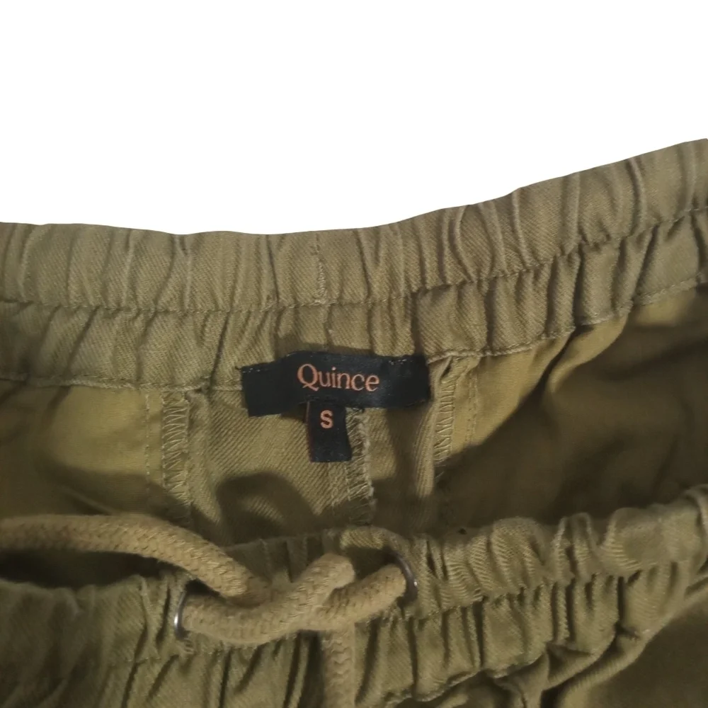 Quince  Olive Green Linen Cotton Blend Casual Pull-On Drawstring Pants Small